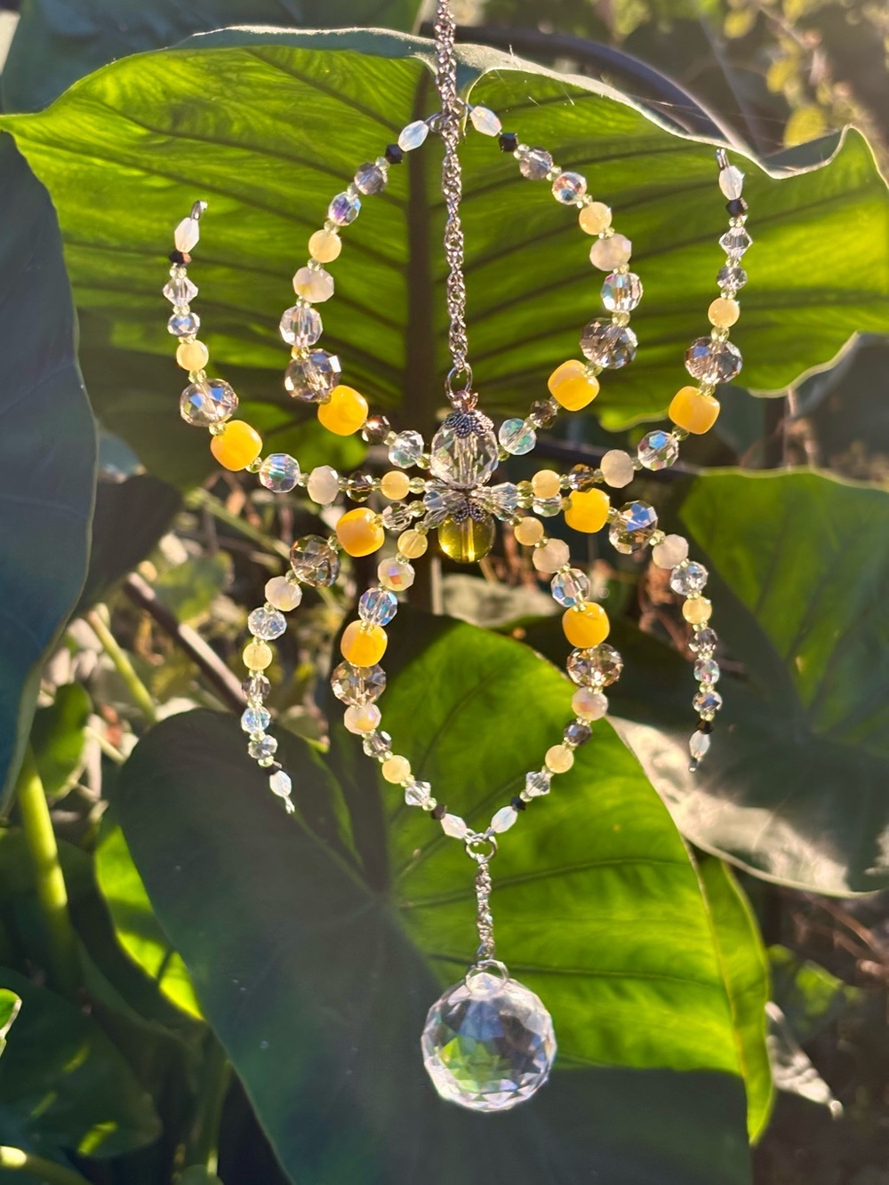 Amber beaded spider Suncatcher.